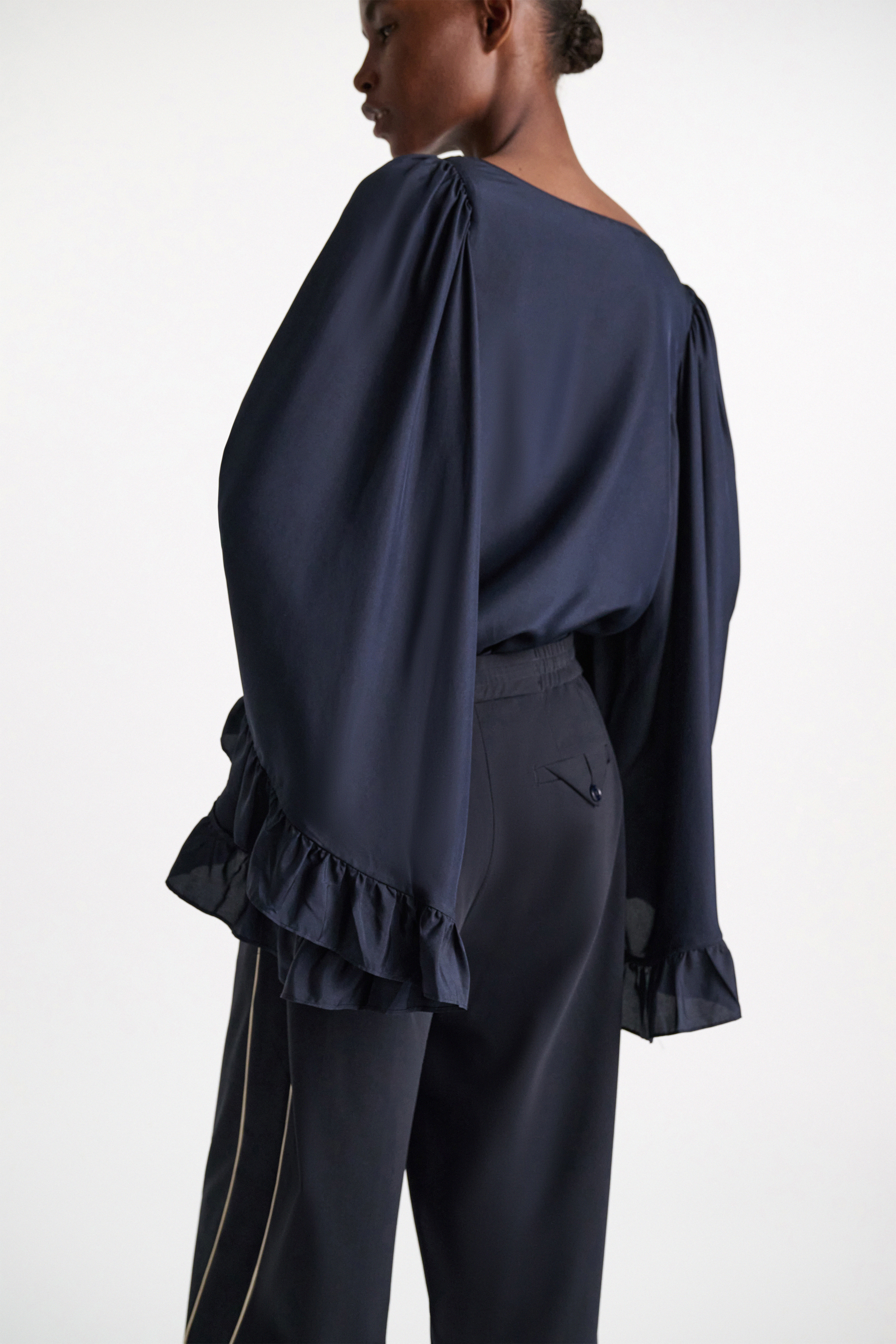 Dorothee Schumacher T-shirt style blouse in Habotai silk dark navy